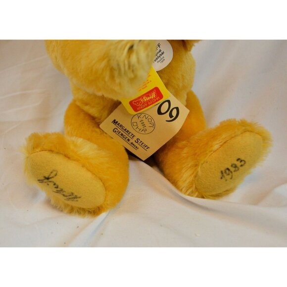 Steiff 1909 Gold Teddy Bear Replica 1984-1986 14" Original Tags +Growler Signed - Picture 2 of 6